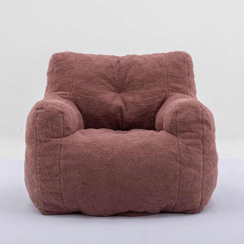 Soft Bean Bag Chairs with Memory Foam, 37" W Teddy/Linen Bean Bag Arm Chair & Fluffy Lazy Sofa 4A - ModernLuxe, 5 of 12