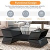 Okak Geometric Glass-Top Coffee Table, Modernist 2-Tier Storage with Open Shelves & Cabinets, 6mm Tempered Glass & Frost for Luxe Living Room - 4 of 4