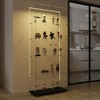 Racxily Tempered Glass Display Cabinet, Wine Cabinet, Storage Cabinet, File Cabinet with LED, Lock on Door, Tempered Glass Top, Casters at Bottom - 2 of 4