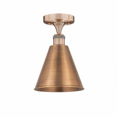 Edison Cone - 1 Light Semi-Flush Mount In Industrial Style-11.75 Inches Tall and 8 Inches Wide