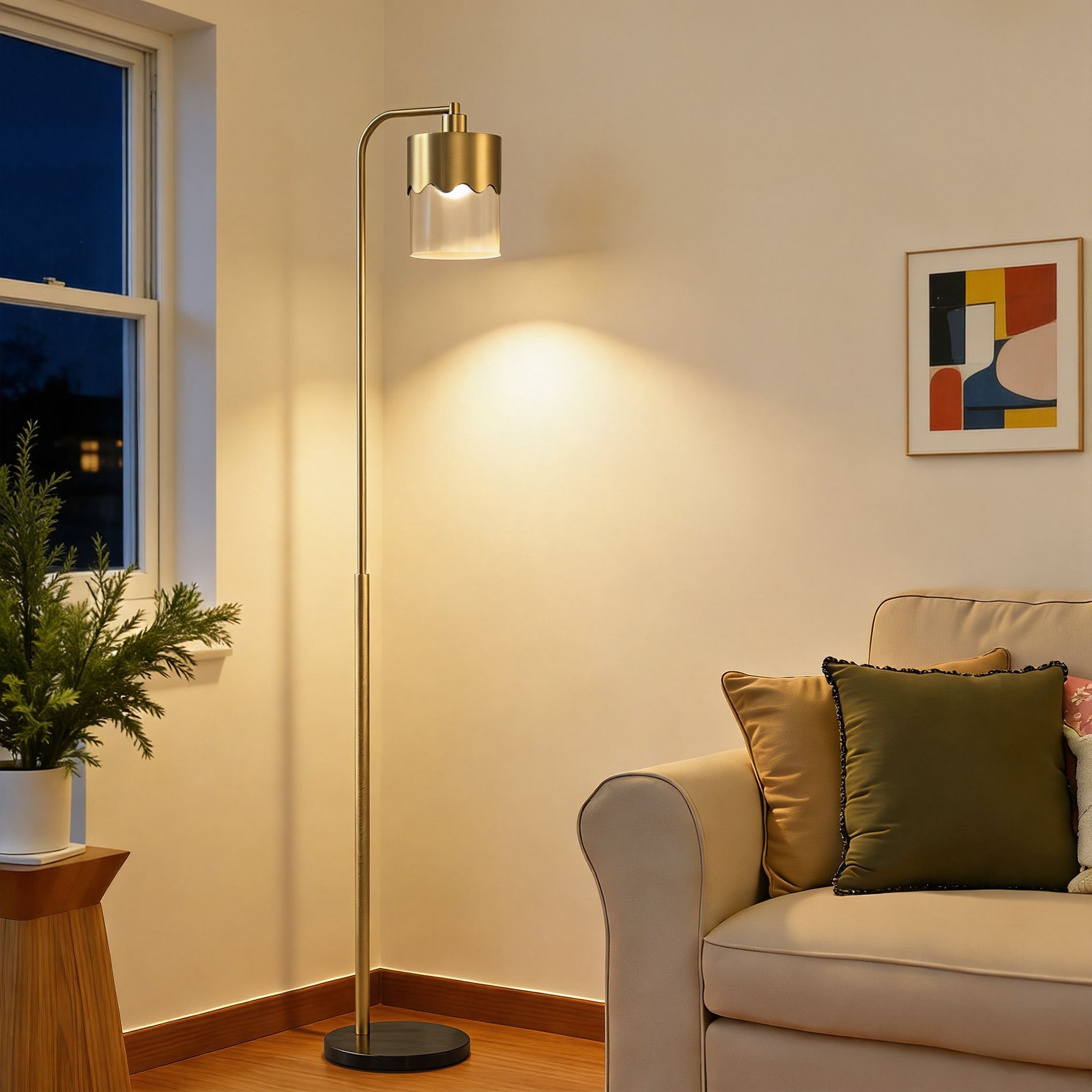 Maxax 66.05" Modern Brass Gold Arc Floor Lamp, Industrial Standing Lamp for Living Room Bedroom Office,Bulb Not Included