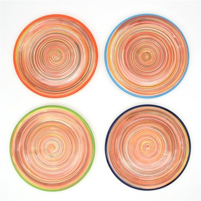 8" 4pk Ceramic Raia Assorted Salad Plates Orange - Euro Ceramica