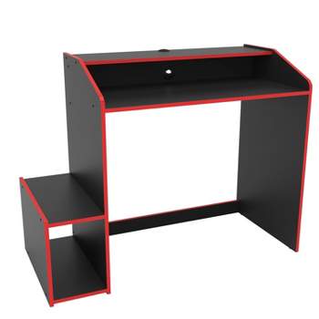San Diego 57 in. Red and Black Multi Gaming Table with Elevated and Open  Shelving 402005130001 - The Home Depot