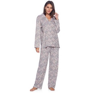 Casual Nights Women's Long Sleeve Rayon Button Down Pajama Set - 1 of 4