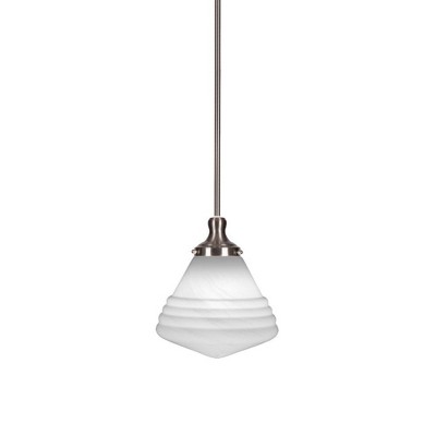 Toltec Lighting Juno 1 - Light Pendant in  Brushed Nickel with 10" White Marble Shade
