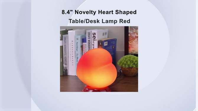 8.4&#34; Novelty Heart Shaped Table/Desk Lamp Red - Ore International, 2 of 5, play video