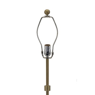 Tall Black Marble and Brass Buffet Lamp with White Shade