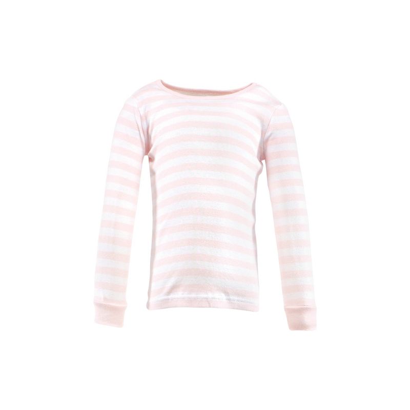 Hudson Baby Infant Girl Cotton Pajama Set, Soft Pink Stripe, 3 of 5