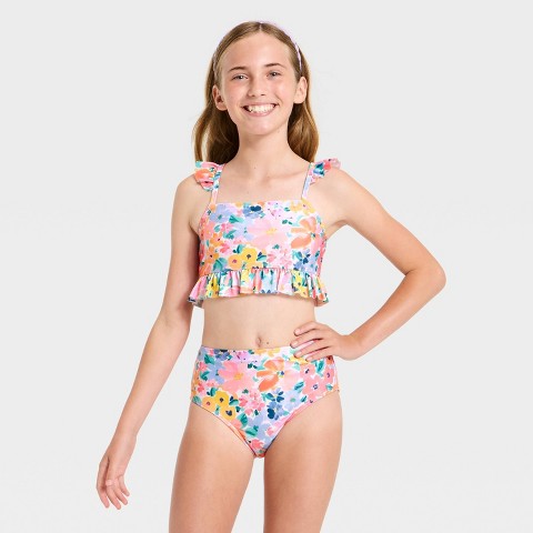 Cat & Jack Girls' Soft Spring Floral Bikini Set - Cat & Jack™ M