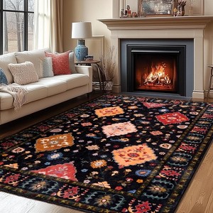 LOVEVOOK 5x7 ft Vintage Area Rugs for Living Room, Non-Slip Bedroom Floral Rug, Modern Oushak Carpet Machine Washable Rugs for Office Dining Room - 1 of 4