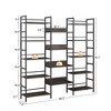 GustoWave Triple Column 5 Tier Bookshelf,Tall Display Shelves, Adjustable Rustic Industrial Style Book Shelves, Modern Bookshelves, Vintage - 2 of 4