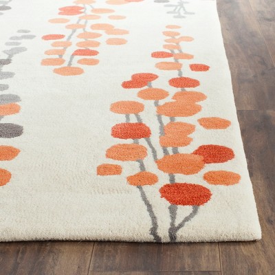 Beige and Orange Hand-Tufted Wool and Viscose Area Rug