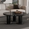 KWPZQEB 39.4'' Coffee Table, Round Coffee Table with 3 Legs, Wooden Center Table End Table for Living Room, Bedroom - 2 of 4