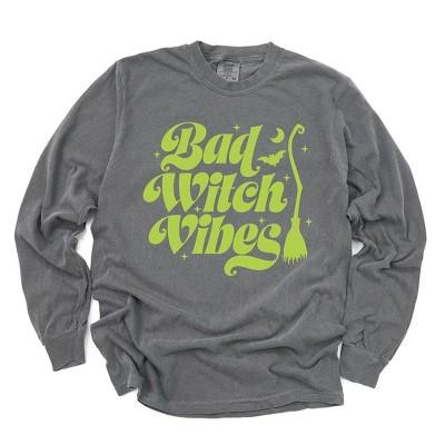 Simply Sage Market Women's Bad Witch Vibes Puff Print Long Sleeve Garment Dyed Tee