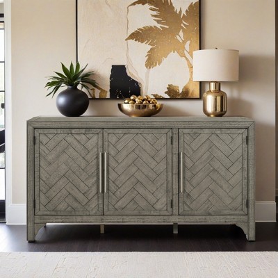 Designed Storage Cabinet Sideboard with MDF+Pine veneer , Adjustable Shelves - Leovsnove