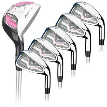 Costway Golf Clubs Set w/Bag&10PCs Alloy/Graphite Drive Pink