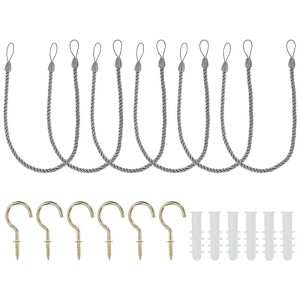 Unique Bargains Braided Decorative with Screw Hooks & Bolts Curtain Holdback Cord 6 Pcs - 1 of 4