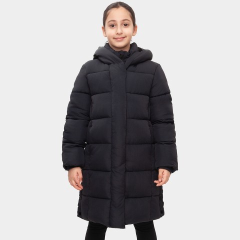 Куртка Rokka&Rolla Knee-Length Coat Long Puffer Jacket-black, size 14-16 для девочек, цвет: Чёрный