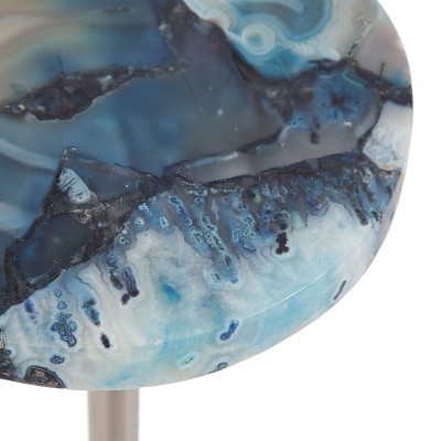 Sitara Blue Agate and Silver Round Drink Table