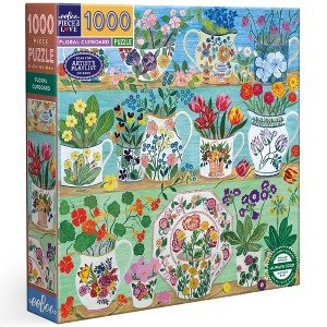 eeBoo Piece & Love: Floral Cupboard, 1000 Piece Puzzle - 23" Square Adult Jigsaw - 1 of 4