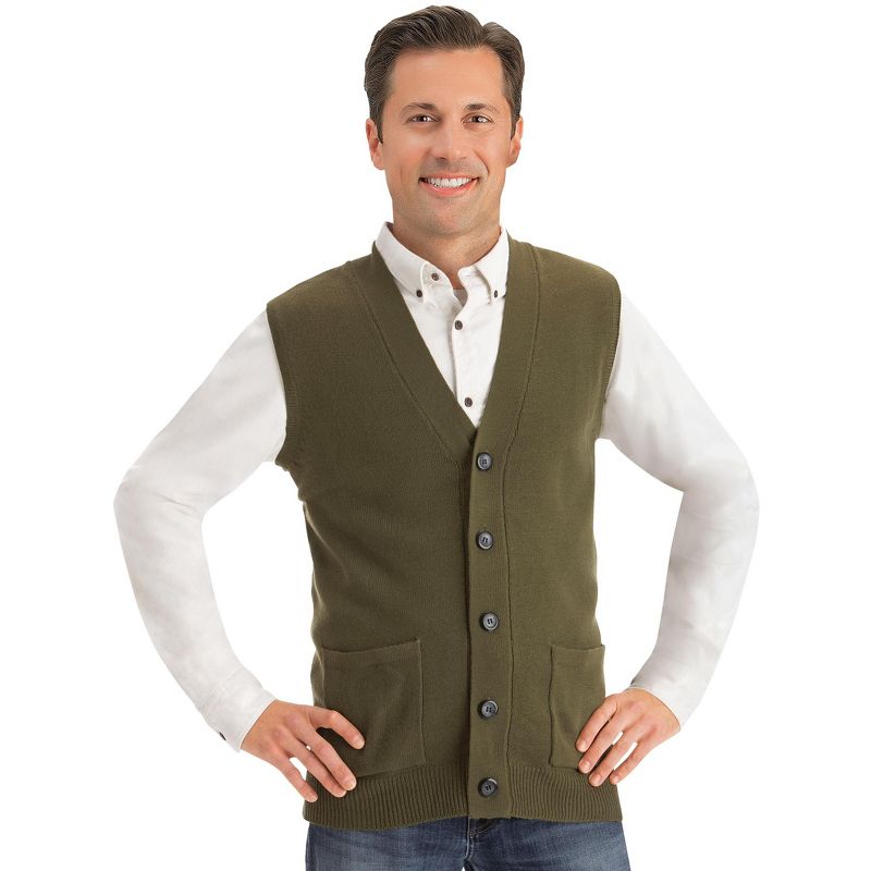 Collections Etc Mens Button Frontsweater Vest, 3 of 5