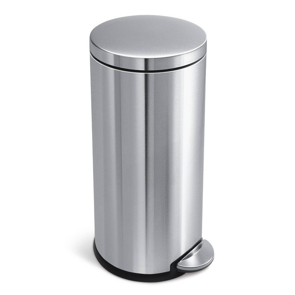 simplehuman 30L Round Kitchen Step Trash Can Stainless Steel with Soft-Close Lid