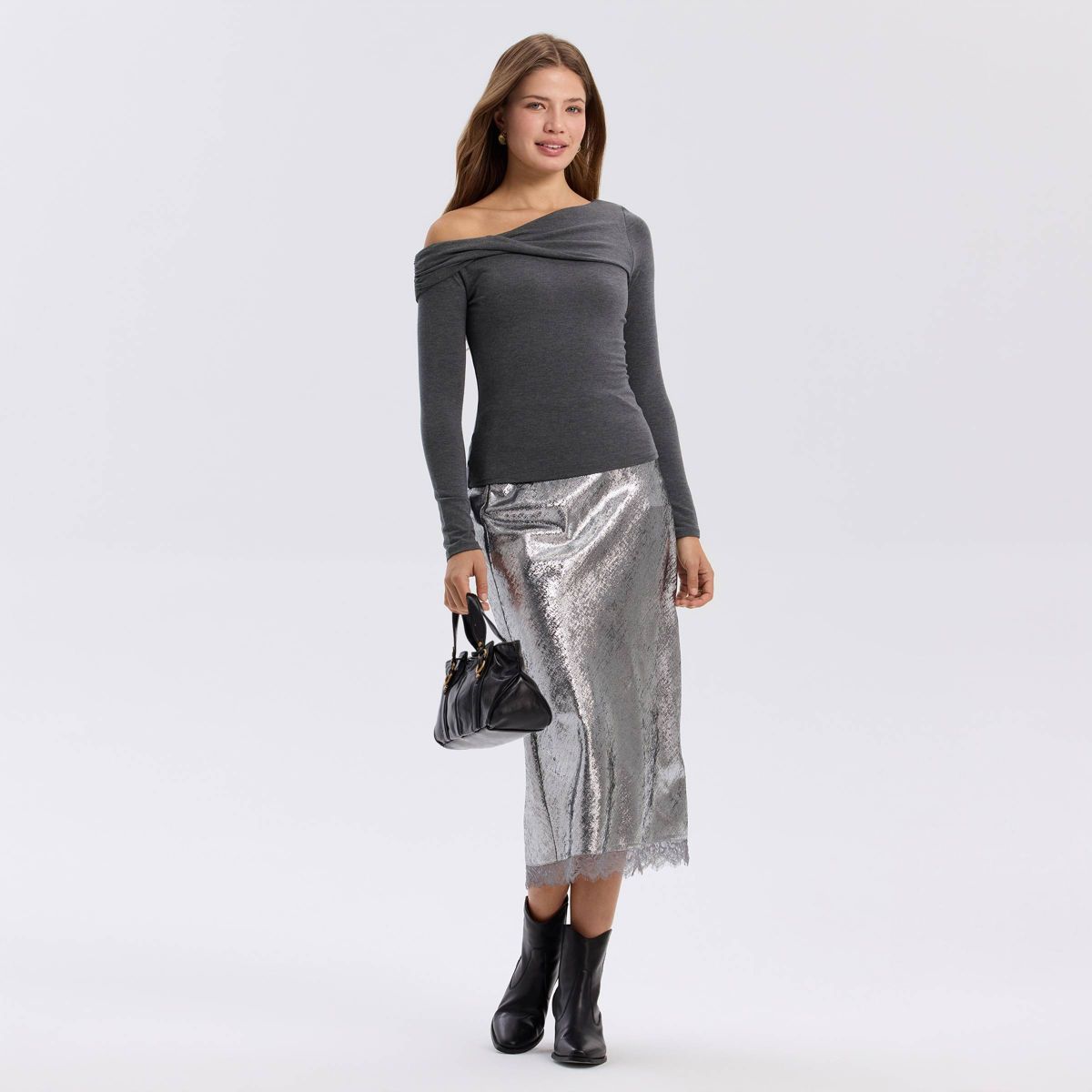 Women's Long Sleeve Asymmetrical Knit Top - A New Day™ - thumbnail 6