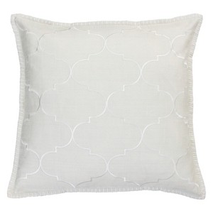 Ava Whipstitch Embroidered Square Throw Pillow White - Decor Therapy