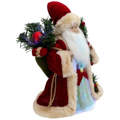 Lighted Color-Changing Fiber Optic Santa Claus Tree Topper - 12"