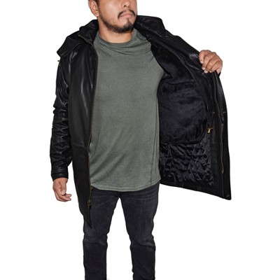 Victory Outfitters Men's Genuine Leather Hooded & Belted Parka Black 3XL — фото 4