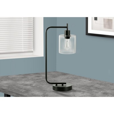Monarch Specialties Lighting 20inchH Table Lamp Usb Port Included Black Metal Glass Shade Modern