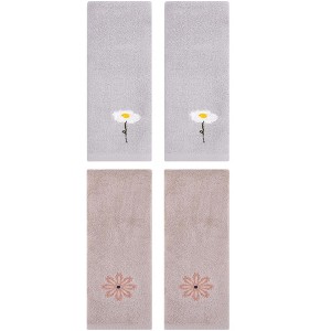 REGALWOVEN 4 Pcs Cotton Soft Absorbent Floral Pattern Hand Towel 13" x 30" - 1 of 4