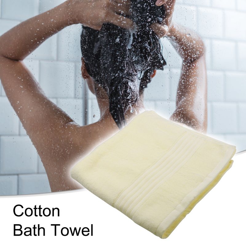 Unique Bargains Bathroom Classic Soft Absorbent Cotton Bath Towel 55.12"x27.17" 1 Pc, 2 of 7