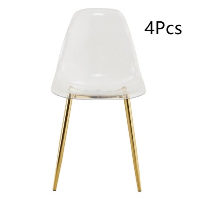 Anybear Modern Simple Transparent Plastic Dining Chair With Metal Legs, Set of 4