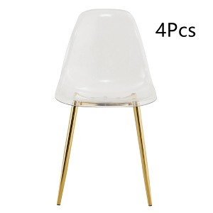 Anybear Modern Simple Transparent Plastic Dining Chair With Metal Legs, Set of 4 - 1 of 4