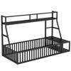 CAVINAS Twin/Full Size Metal Bed Frame with Safety Fence & Storage Shelves&Desk,Modern Floor Bed for Kids Room,Playroom - 4 of 4