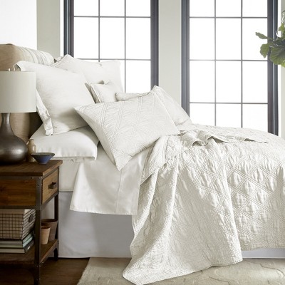 Cream Cotton King Quilt Set with Pillow Covers