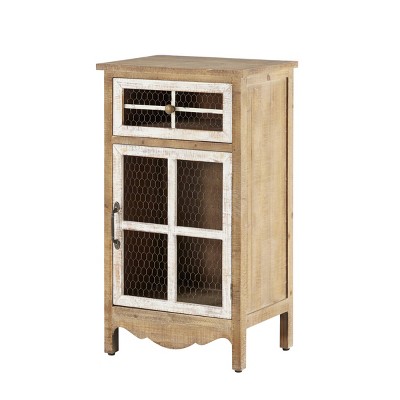 Traditional Cabinet with Honeycomb Mesh Door Brown - Olivia & May