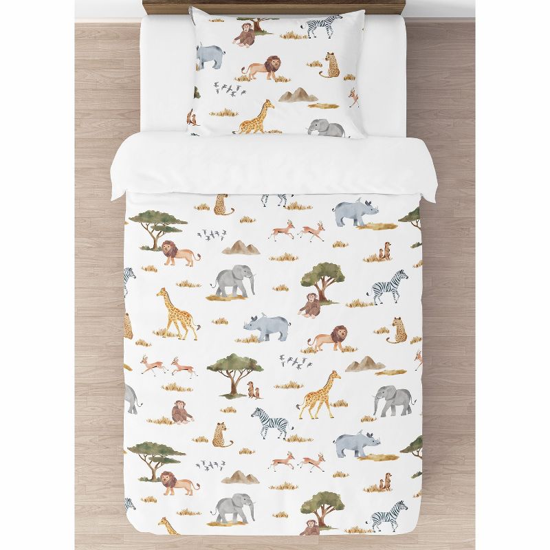 Sweet Jojo Designs Kids' Twin Comforter Bedding Set Jungle Animals Multicolor 4pc, 4 of 7
