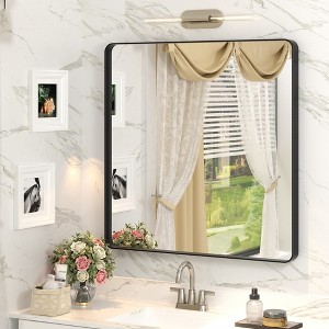 Apmir Rectangular Aluminum Alloy Framed and Tempered Glass Wall Bathroom Vanity Mirror in Matte Black/ Gold/ Silver/ Brown - 1 of 4