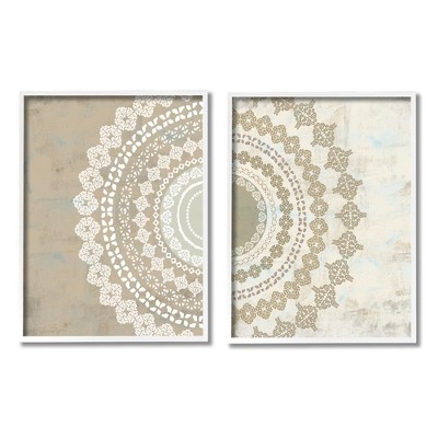 Stupell Industries Rustic Mandala Boho Pattern Framed Giclee Art