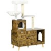 PawHut 54.25" Wooden Cat Tree with Litter Box Enclosure, Cushioned Cat Condo & Plush Platforms with Hammock, Tower & Pet Furniture, Rustic Brown - 4 of 4