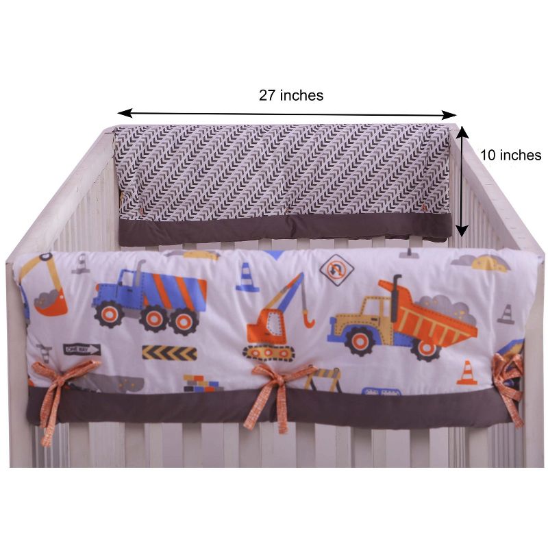 Bacati - Construction Multicolor Boys Cotton Crib Rail Guard Covers set of 2, 3 of 8