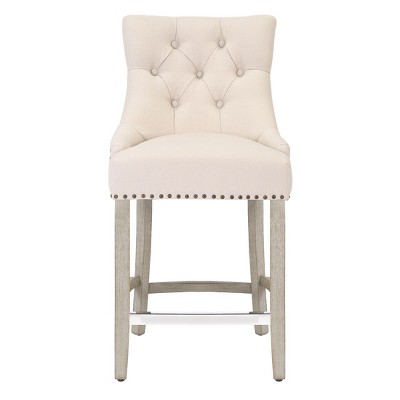 WestinTrends 24" Linen Fabric Tufted Buttons Upholstered Wingback Counter Stool
