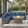 POCASSY All Weather Gray Wicker Outdoor Sectional Sofa with Fire Pit Table, 4PCS Patio Furniture Set with 41" Propane Firepit Table for Outside - 2 of 4