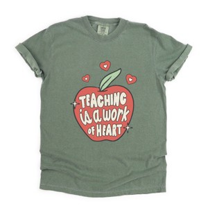 Simply Sage Market Teaching Is A Work Of Heart Apple Garment Dyed Tee - 1 of 4