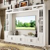 Famapy White TV Entertainment Center With Storage Shelves and Glass Doors - 2 of 4