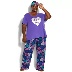AVENUE | Women's Plus Size  Print 3 Piece Sleep Set - violet - 30W
