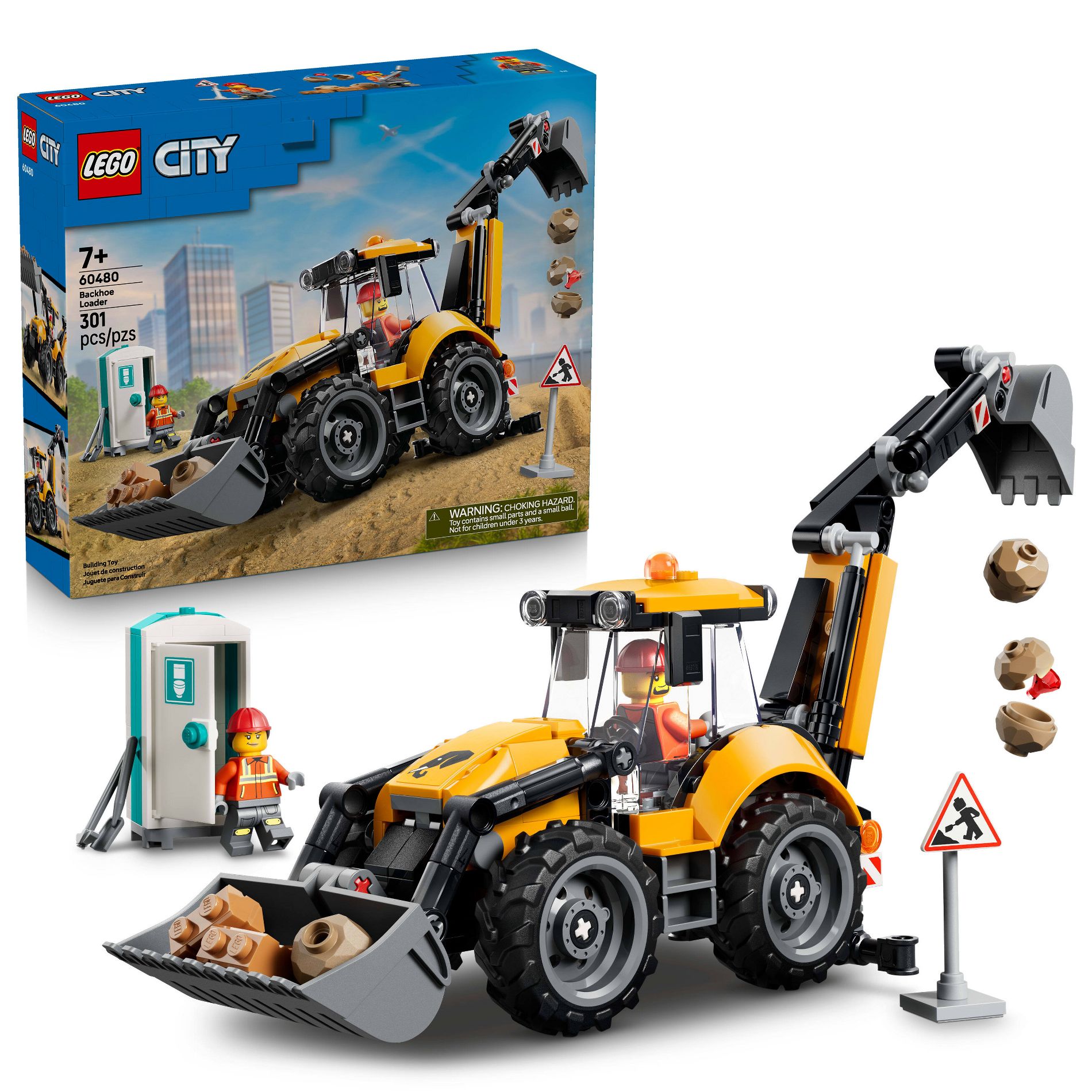 LEGO City Yellow Backhoe Loader Building Toy 60480