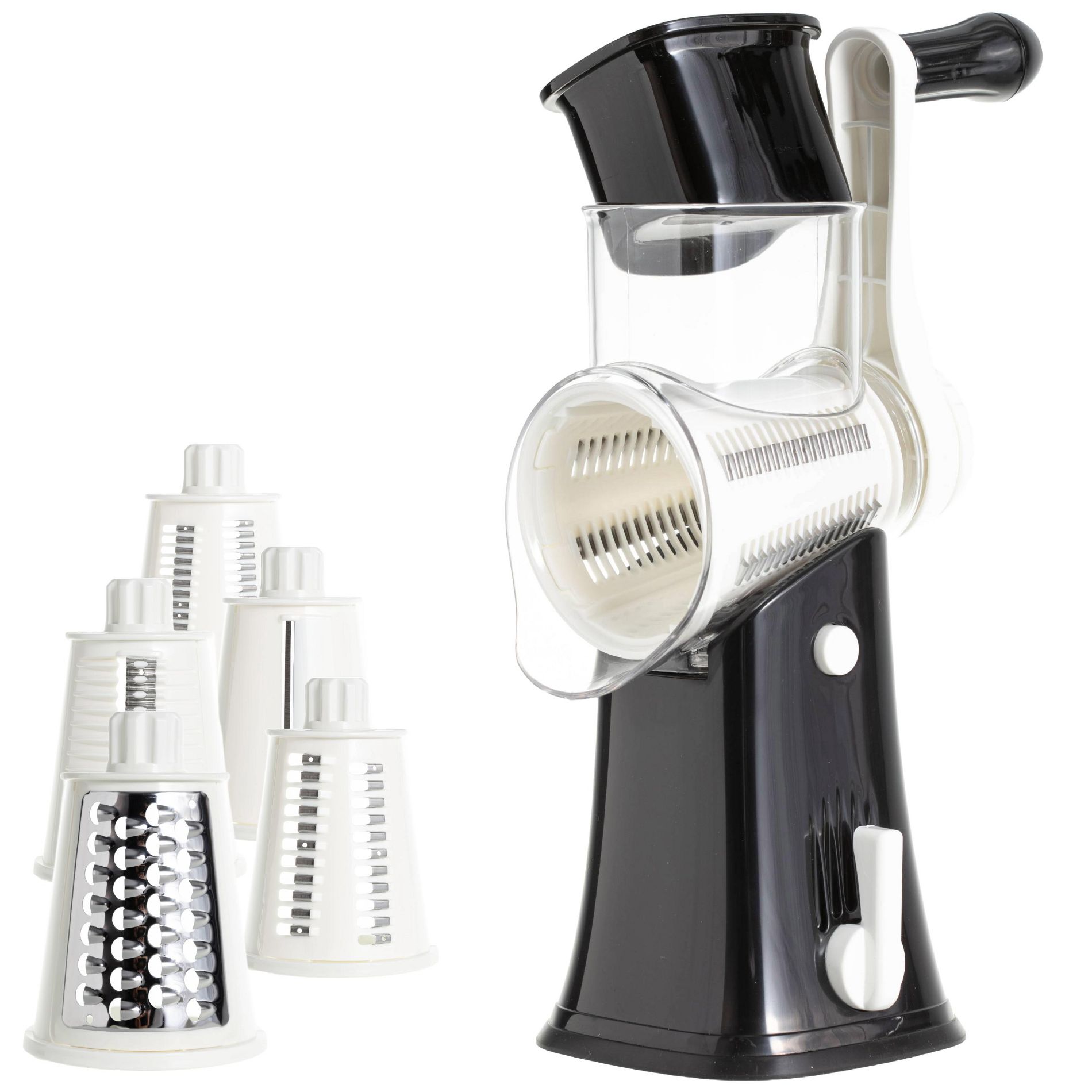 Rotary Cheese Grater with Handle, Manual Cheese Shredder Strong Suction Base. Kitchen Mandoline Vegetable Slicer. Grater for Fruit, Vegetables, Nuts